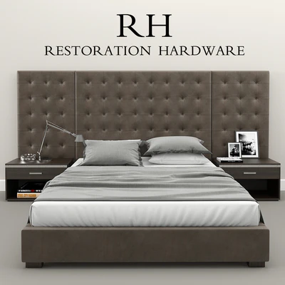RH Modern custom box tufted platform bed — Ver 1