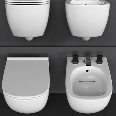 Wall-mounted toilet and bidet Ceramica Globo Genesis, mixer Fantini Venezia — Ver 2
