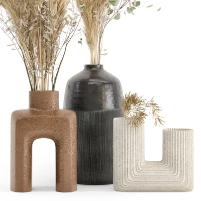 Dry plants 19 - Dried Plantset Pampas with Concrete vase — Ver 2