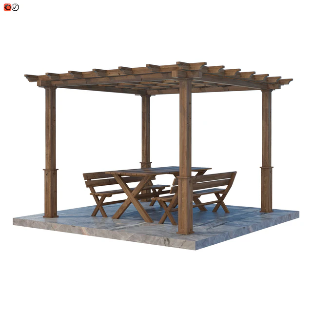 Garden Pergola table and bench 02 — Descargar