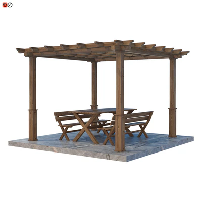 Garden Pergola table and bench 02 — Ver 1