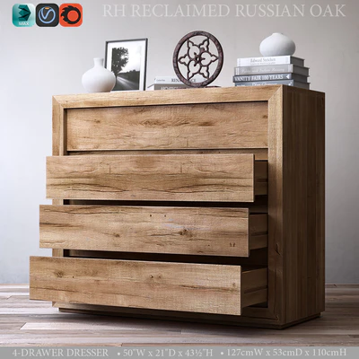 RECLAIMED RUSSIAN OAK 4-DRAWER DRESSER — Ver 1