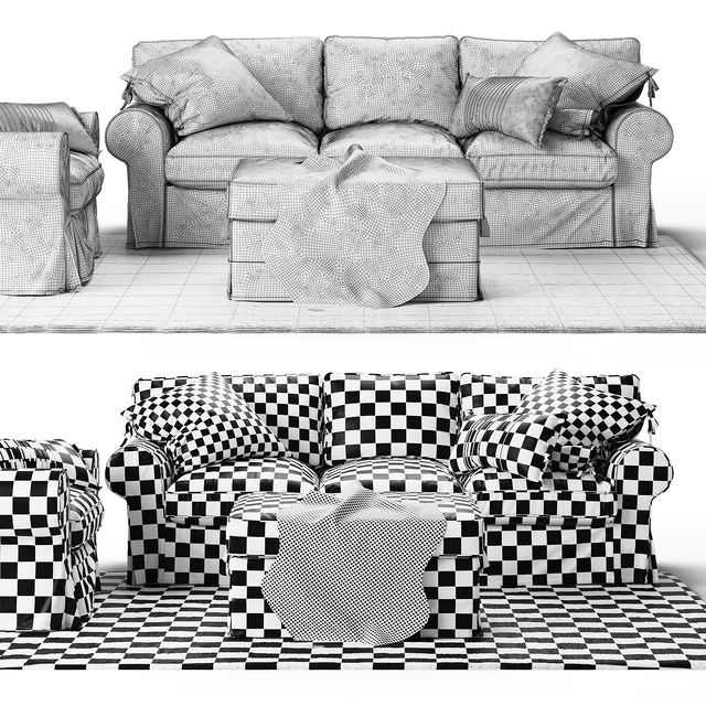 Three-seat sofa EKTORP Ikea / Трехместный диван ЭКТОРП Икеа — Скачать