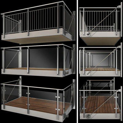 Metal balcony (3 types of console balconies) — Ver 1