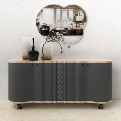 Carpanelli Mistral Sycomoro sideboard & Iride mirror set — Ver 1