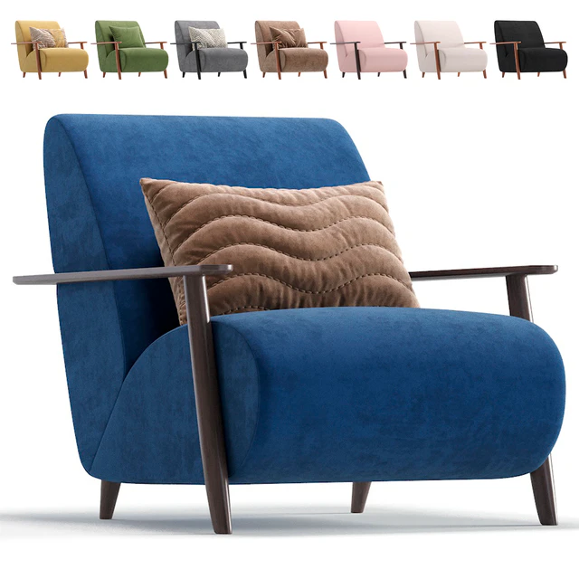 Armchair Marthan Beige Velvet By Barcelona Design 8 Colors Version/Кресло Marthan бежевое вельветовое — Скачать