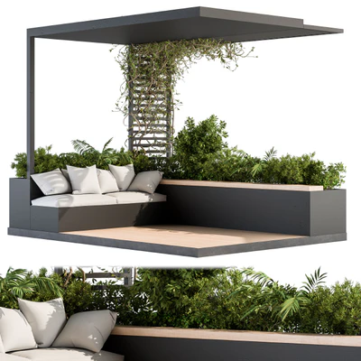 Roof Garden and Balcony Furniture with Pergola 08 — Ver 1