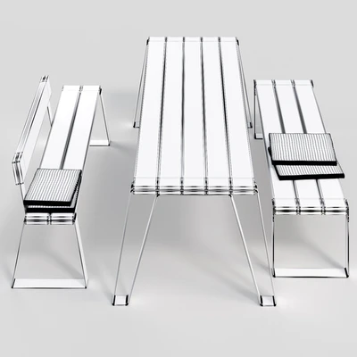 Outdoor furniture VONK table and benches — Ver 4