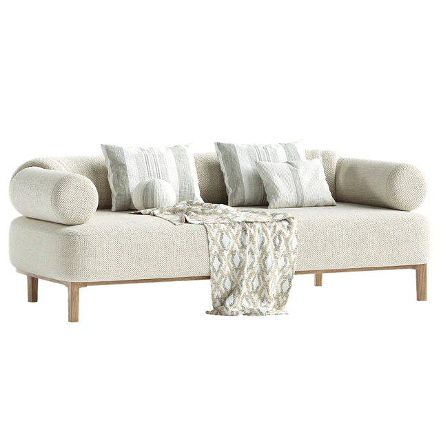 Contemporary Sofa Upholstered in Bouclé Fabric — Descargar
