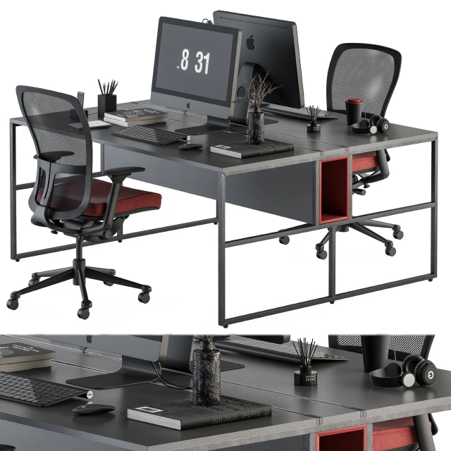 employee Set Red and Black - Office Furniture 245 — Descargar