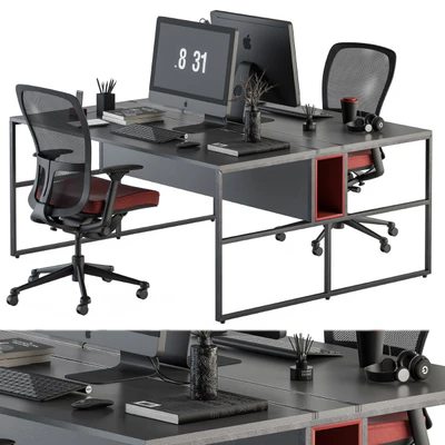 employee Set Red and Black - Office Furniture 245 — Ver 1