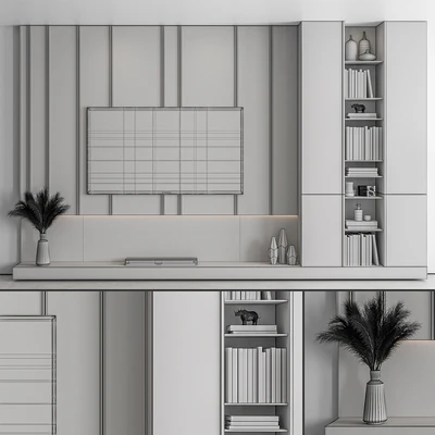 TV Wall Stone and Wood - Set 53 — Ver 2