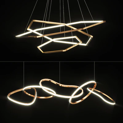 Geometric LED Ring Chandeliers — Ver 1