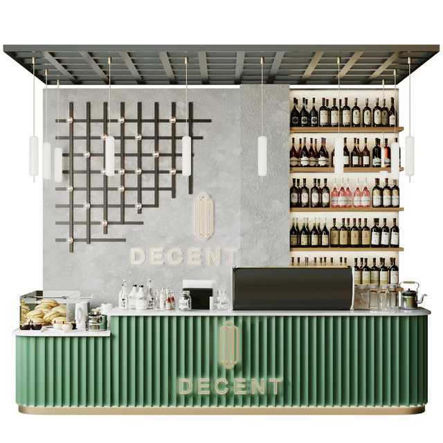 Design project of a coffee shop with a mini bar and wine. coffee point — Descargar