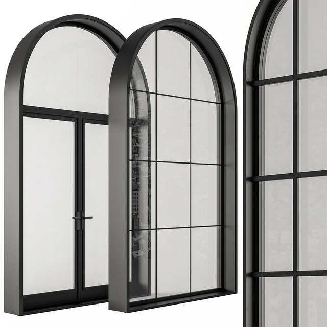 Black Modern Arched Window - Windows Set 07 — Descargar