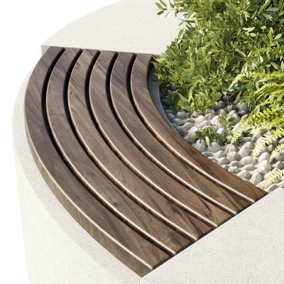 Urban Environment - Urban Furniture - Green Benches With tree 43 — Вид 2
