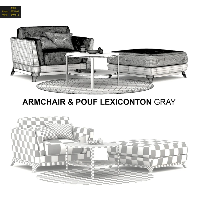 Armchair & Pouf Lexiconton GRAY — Скачать