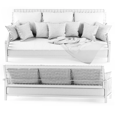 Three-seater garden sofa with plaid / Three-seater garden sofa with plaid — View 3