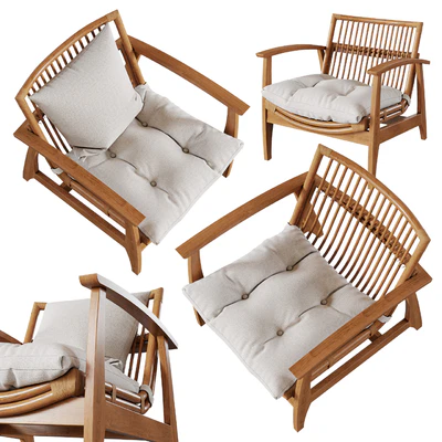 CB2 - Noelie Rattan Lounge Chair with Cushion — Вид 3