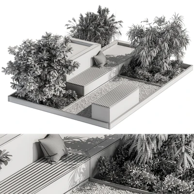 Backyard and Landscape Furniture Bench and Pound - Set 26 — Ver 2