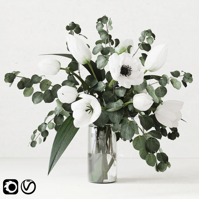 Eucalyptus bouquet with tulips — Скачать