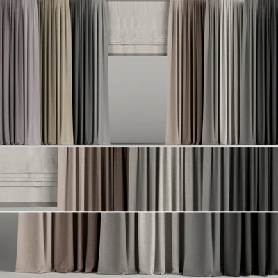 A set of curtains in different colors with a roman curtain. — Ver 1