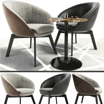 Minotti Russel Lounge Chair With Oliver Table — Вид 1