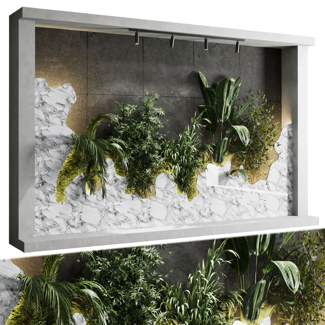 Vertical Wall Garden With concrete frame - wall decor houseplants indoor 02 — Скачать