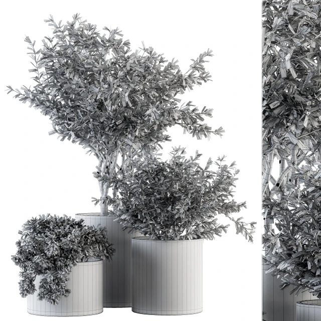 Outdoor Plants tree in Concrete Pot - Set 141 — Descargar