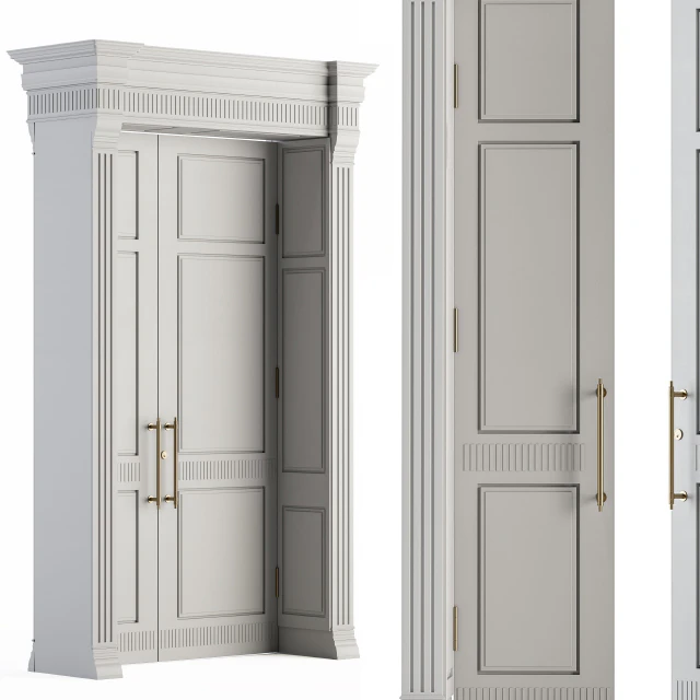 White Wooden Classic Door Set 27 — Download