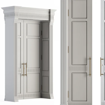 White Wooden Classic Door Set 27 — View 3