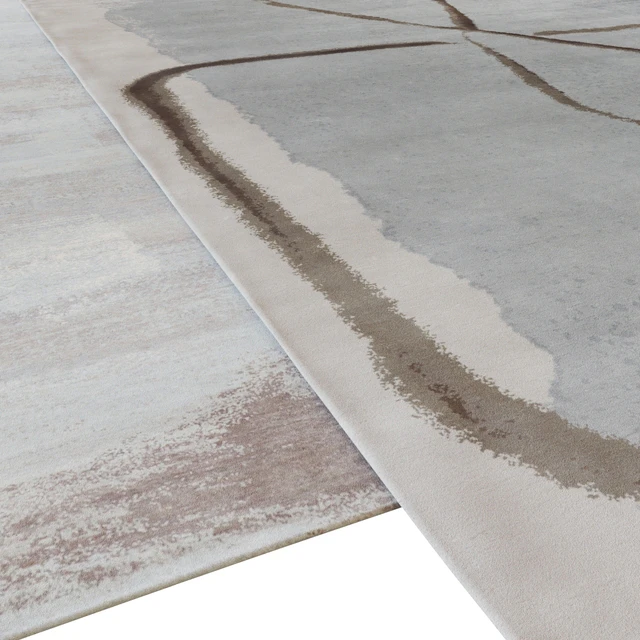 Luxurious Modern Abstract Blue Natural Silk Rug Carpet Set — Descargar