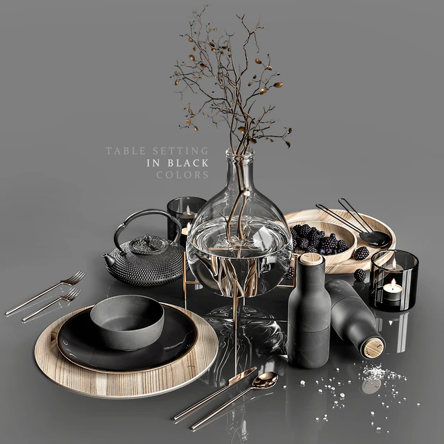 Table setting in black colors 2 — Скачать