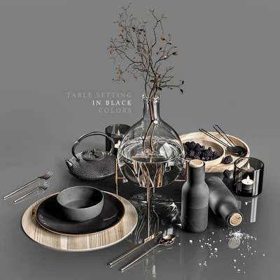 Table setting in black colors 2 — Вид 1