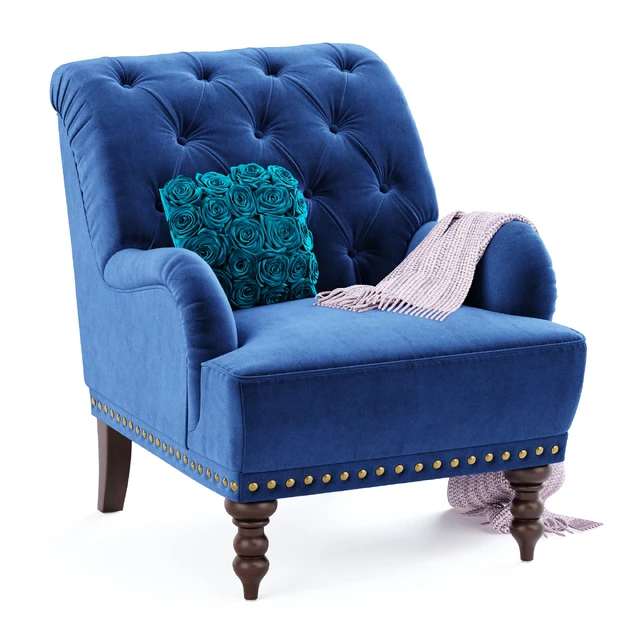 Navy Blue Velvet Armchair — Descargar