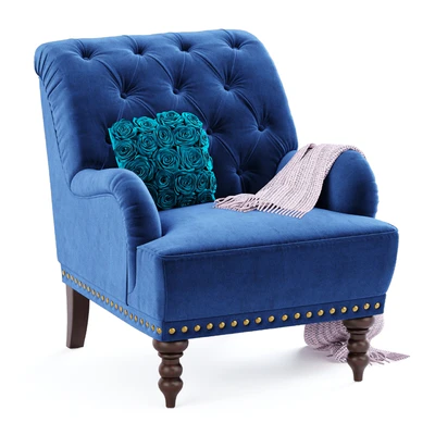 Navy Blue Velvet Armchair — Ver 1