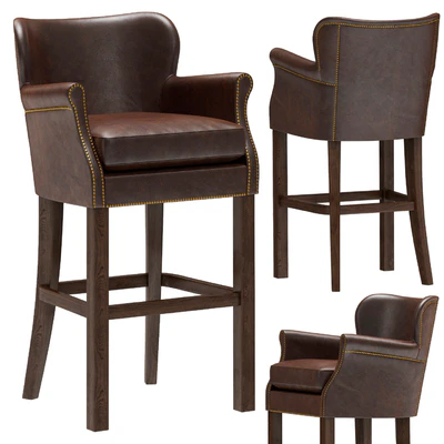 Restoration Hardware Professor's Leather Stool with Nailheads — Ver 1