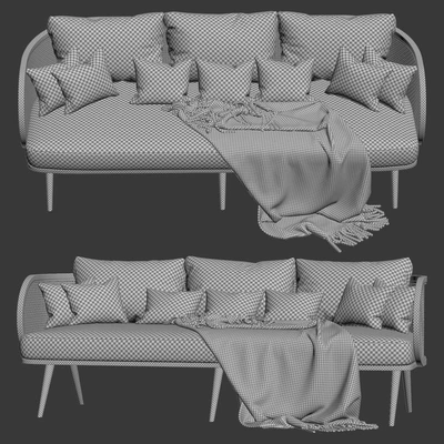 Three-seater wooden rattan sofa CV23 / Three-seater rattan sofa — Ver 3
