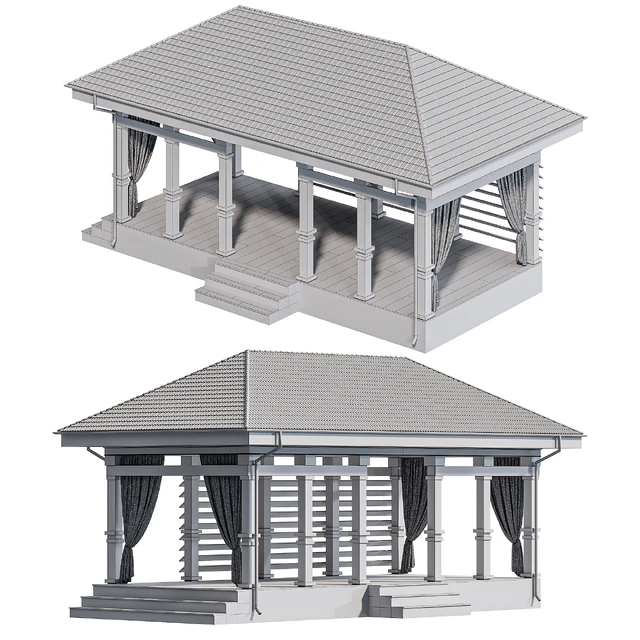 Gazebo with curtains — Descargar