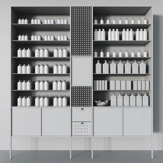 Cosmetic set with chest of drawers and shelves — Descargar
