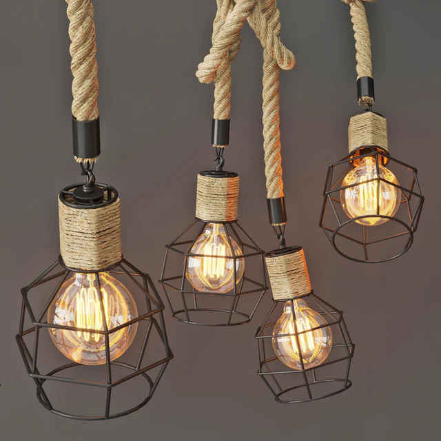 Подвесной светильник LOFT ROPE CHANDELIER CAGE Mono — Скачать