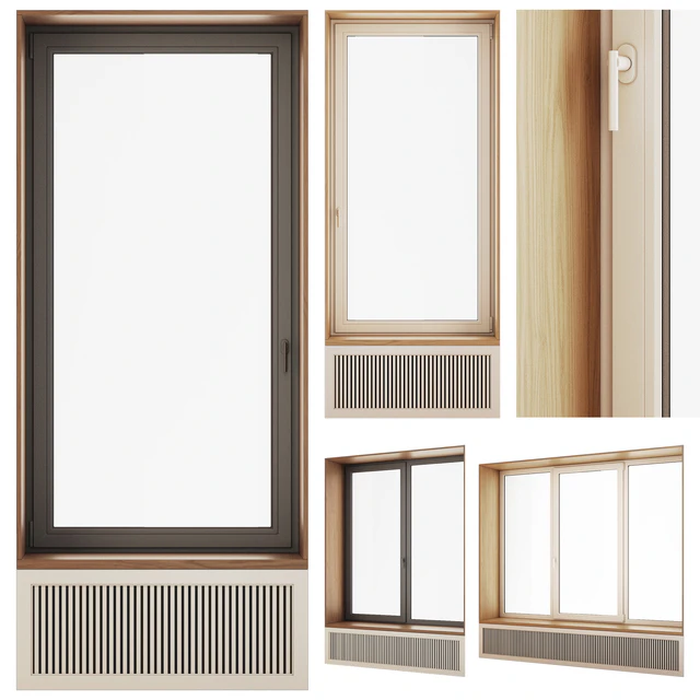 Plastic window with wooden slope — Descargar