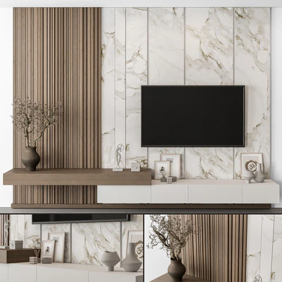 TV Wall Stone and Wood - Set 100 — Ver 3