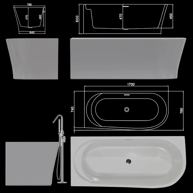 Bath BelBagno BB410 1700-780-R — Descargar