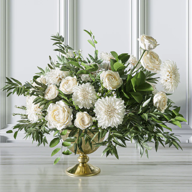 Flower Set 053 White Rose Dahlia Big bouquet — Descargar