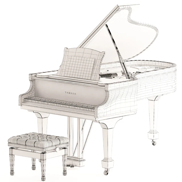 Grand Piano with Stool and Notes — Descargar