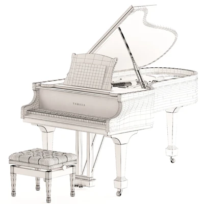 Grand Piano with Stool and Notes — Ver 3