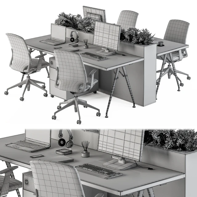 Office Furniture - employee Set 29 — Скачать