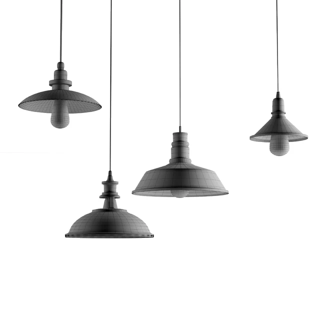 4 black cast industrial chandeliers — Descargar