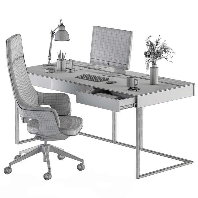 Home Office white and Wood Table - Office Furniture 280 — Descargar